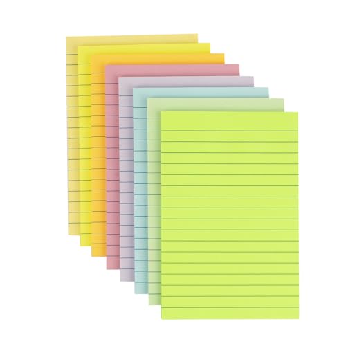 Wowivy (8 Pack) Lined Sticky Notes 4X6 inch Pastel Colors Ruled Stickies