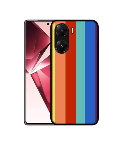 Image of Rainbow Colors Design Premium 2D Printed Metal Back Case Cover for Vivo V29E 5G