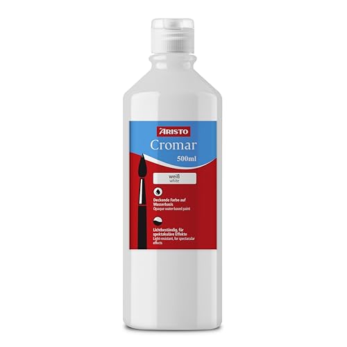 Aristo Pintura acrílica Cromar (pintura líquida a base de agua, contenido: 500 ml), color blanco