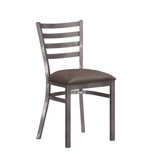 Image of Flash Furniture Hercules Ladder Back Chair with Vinyl Seat, Silver /Mocha