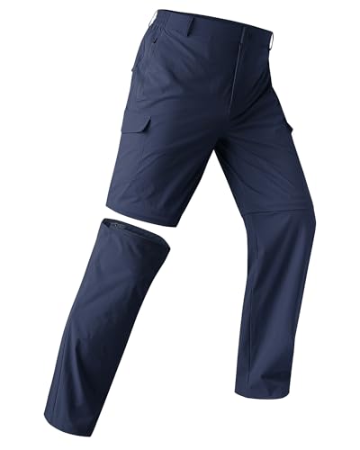 Mens Tactical Hiking Pants Lightweight Quick Dry Waterproof Convertible Cargo Pants with 6 Pockets