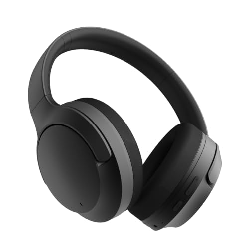 Casque supra-auriculaire Bluetooth à suppression active du bruit, casque Bluetooth sans fil avec microphone, 40 heures de lecture, casque pliable avec audio HiFi, basses profondes pour la maison, les