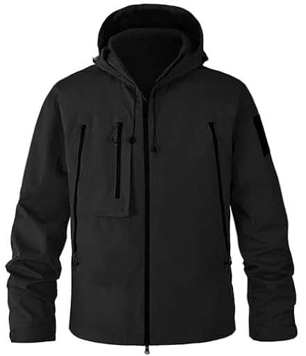 WINKEEY Chaqueta Hombre con Capucha Múltiples Bolsillos Repelente al Agua Chaquetones de Hombres Casual Duraderas Deportiva Ropa Hombre,Negro L | Ya disponible en tu tienda friki favorita! En mundofriki.es!