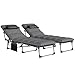Outsunny 2 Sonnenbäder, 200 cm, mit XXL-Matratze, 9 cm – Gartenliege, neigbar 180 °, flach – Campingbett, faltbar mit 5 Positionen, Belastung 120 kg, Tragegriff und Seitentasche, grau
