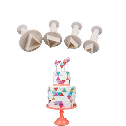 Duyummy 4 Stücke Dreieck Kunststoff Backform Schokolade Ausstecher Fondant Dekoration Werkzeug Cover