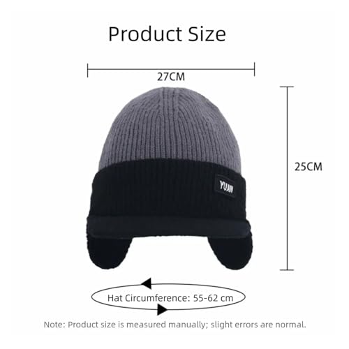 Gorro térmico grueso de punto con solapas para orejas y estilo bicolor invernal 4