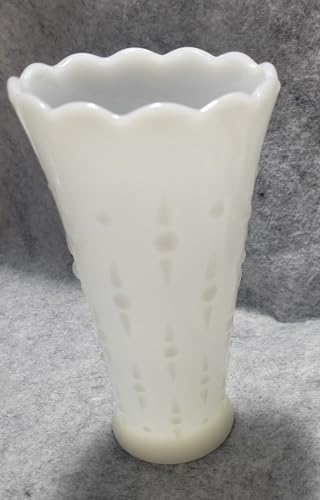 Generic Vintage Milk Glass Opaque White Tear Drop and Pearl Scalloped Vase
