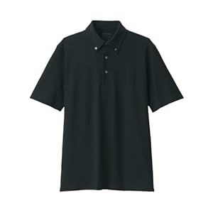 無印良品 紳士 涼感UVカット鹿の子編みボタンダウン半袖ポロシャツ メンズ AB1M8A5S 黒 紳士L" 