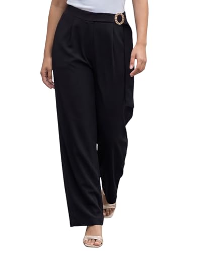 Image of Selvia Straight Side Buckle Regular Fit Trouser for Women, Trouser Pants for Women