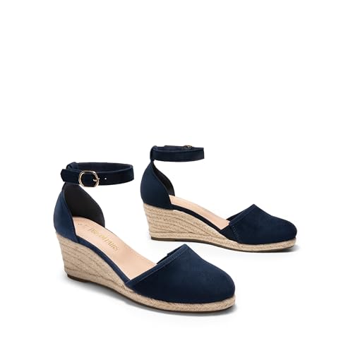 Image of DREAM PAIRS Women's Espadrilles Closed Toe Ankle Strap Dressy Platform Wedge Sandals