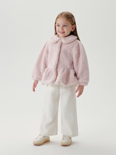 marc & janie Girls Peter Pan Collar Faux Lamb Wool Jacket Loose Full Zip Coat Warm Tops 2415372