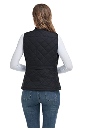 Longking 2023 Upgraded, Bluish Black Women's Outwear Vest With One Inner Pocket, Stand Collar Lightweight Zip Quilted Vest For Women S #TOP4