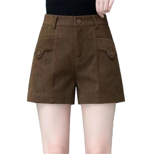 Pantalon court en velours côtelé taille haute pour femme élégant et vintage