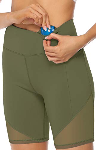 Kurze Sporthose Damen, Radlerhose Damen Kurz Laufhose Leggings Sport Biker Running Yoga Fitness Shorts Grün M