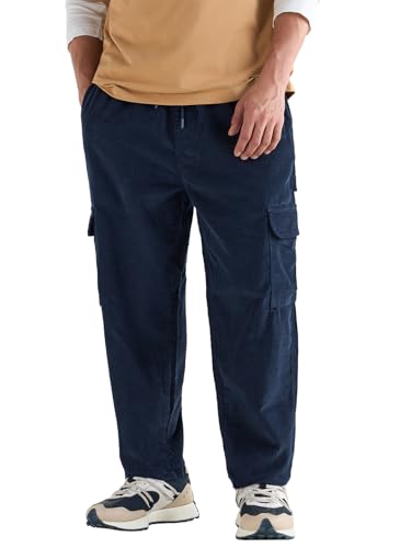 Image of Bewakoof Men's Oversized Fit Mid Rise Cotton Cargo Pant| Loose Fit Street-Style Comfort | Utility Pockets | Everyday Wear