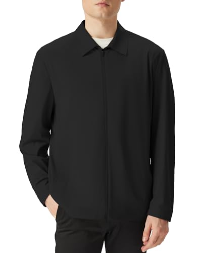 Locachy Men's Casual Lapel Air-Conditioned Room Jacket Full Zip Lightweight Summer Sun Protection Outerwear