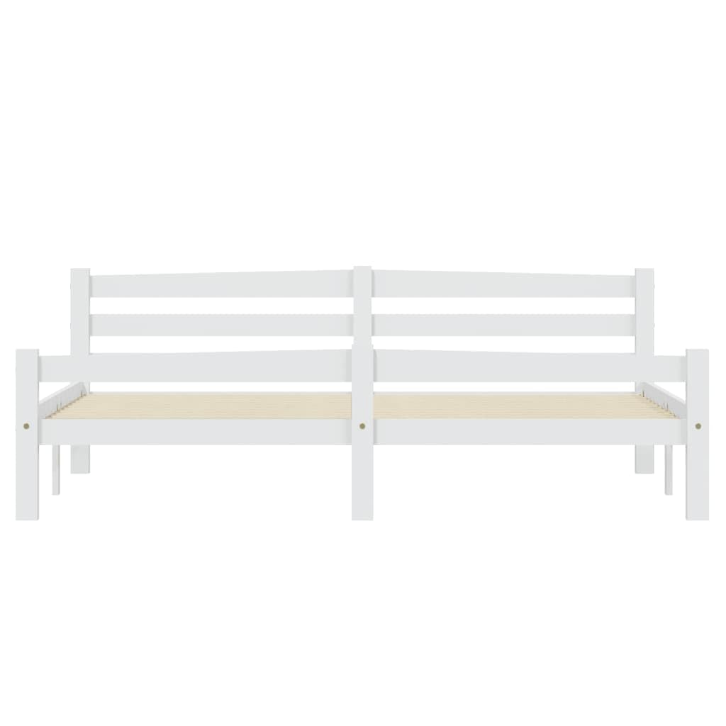 vidaXL Kiefernholz Massiv Bettgestell Holzbett Futonbett Bett Doppelbett Massivholzbett Bettrahmen Lattenrost Schlafzimmerbett Weiß 180x200cm