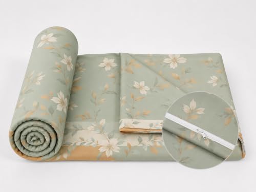Image of Premium Quilt Cover King Double Bed with Zipper Blanket Cover /rajai Cover /Comforter Cover /Duvet Cover King Size Soft Cotton Breathable Skin Friendly Stuff 90x100 Inches, Color- Mint Green