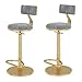 Zestaw 2 Aksamitnych Stołków Barowych Krzesła Barowe Kuchenne, Regulowany Stołek Barowy 360 °, Tapicerowany Z Tapicerowanym Oparciem, Z Podnóżkiem Stołki Śniadaniowe (szare)