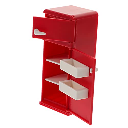 FRCOLOR Miniatura Refrigerador Mini Casa Juguete Mueble para Muñecas Decoración Escena Micro Hogar Roja