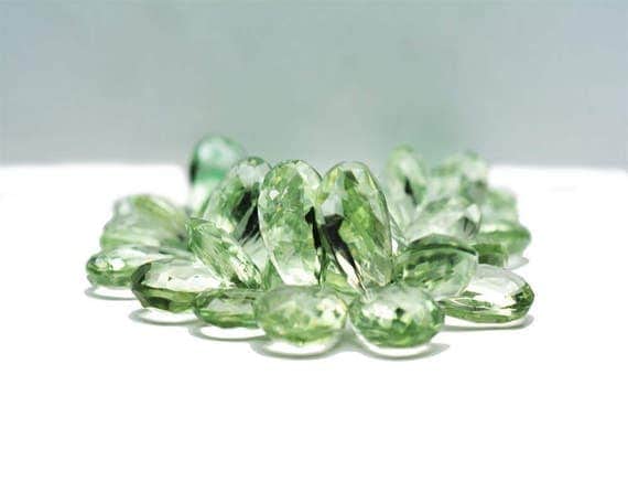 Améthyste verte poire facettée LKBEADS perles naturelles de 8x11mm pour fil de 8"