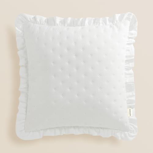 ROOM99 Molly - Funda de cojín Decorativa (45 x 45 cm), diseño de Flores, Color Blanco, 1 Unidad