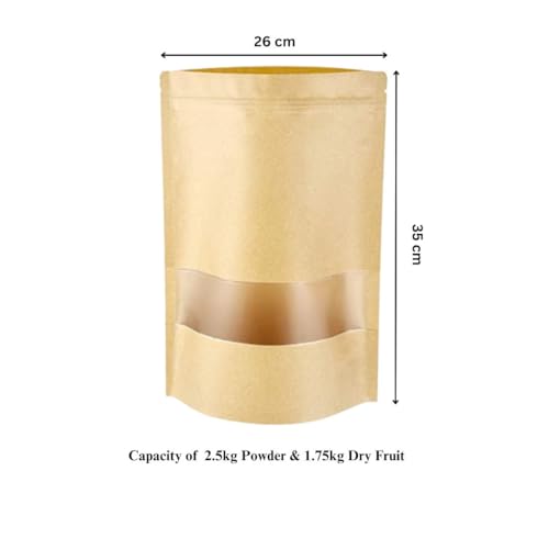 Image of ESKO Brown Kraft Paper Ziplock Stand Up Pouch 260x350mm Pack of 10