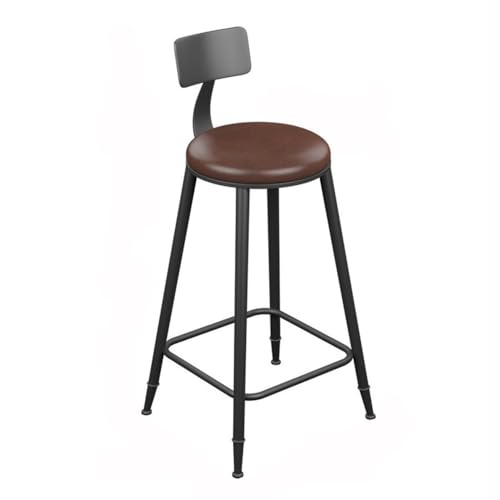 Taburete de Bar marrón con Respaldo de Hierro Retro, Silla Alta de Pub, Multicolor