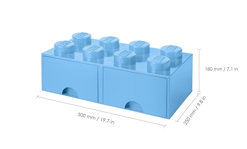 LEGO Brick with 8 Knobs and 2 Drawers Light Royal Blue - Storage Box LEGO Toys Desk Drawers and Office Supplies Stackable Storage Box Home Decoration
