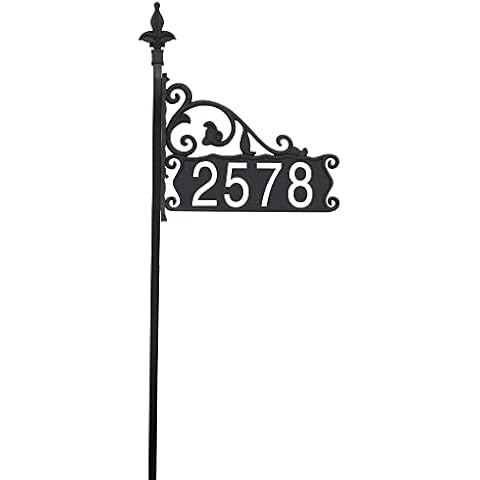Address America USA Handcrafted Extra Tall 58" Boardwalk Reflective 911 Home Address Sign for Yard - Custom Made Address Plaque - Wrought Iron Look - 58" Pole - AS Cover