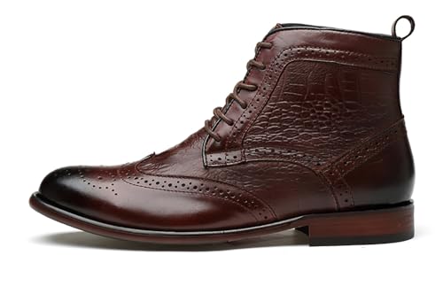 Santimon Men's Oxfords Boots Dress Casual Leather Fashion Wingtips Brogues Chelsea Boots Tuxedo Ankle Danner Boots for Men3