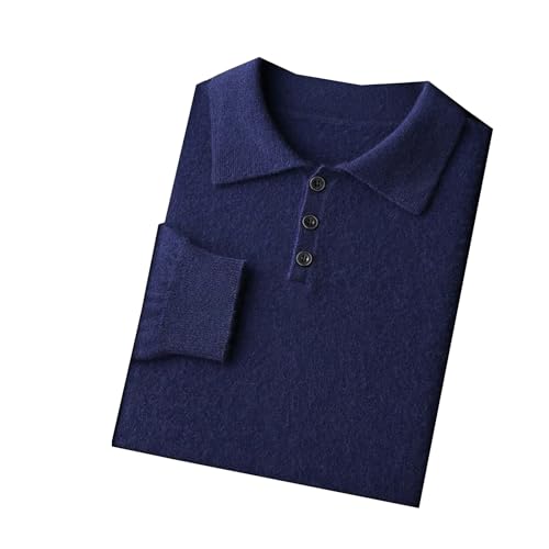 Men Winter Cashmere Sweater Cashmere Knitwear Basic Pullover Casual Bottom Top Navy Blue