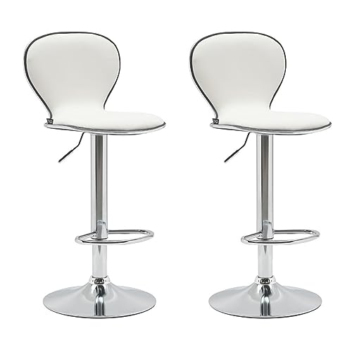 EKE 2 Bancos Altos Pack Barra Desayunador para Cocina Giratorios Banco para Cocina para Barra de Cocina Bar Negro Blanco (Blanco)