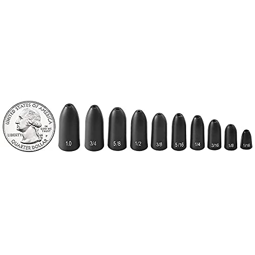 Image of 5pcs Fishing Weights, Anodized Black Tungsten Bullet Sinkers, with Sizes Laser-Engraved, No Abrasion, Never Chip, Sensitive and Great Castability