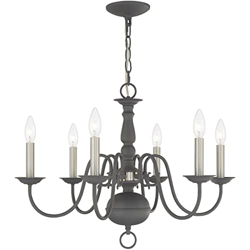 Image of Livex Lighting 6-Light Chandelier, Scandinavian Gray