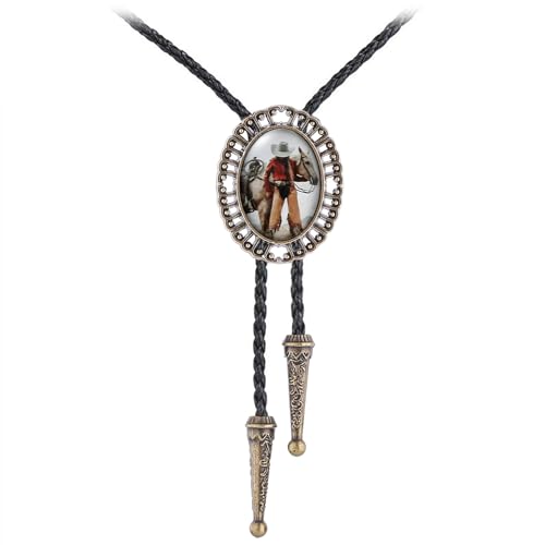 Image of Jeilwiy Bolo Tie for Men Western Cowboy Gothic Bolo Tie Necklace Halloween