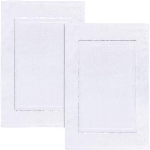Utopia Luxury Combed Cotton Bath Mat 21-Inch x 34-Inch, 2-pack, White