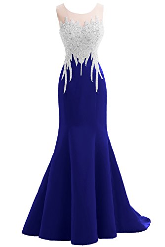 Topkleider Glamour Damen Rund Traeger Meerjungfrau Satin Paillette Stein Perlen Abendkleider Lang Mutterkleider Promkleider-52-Royalblau Cover