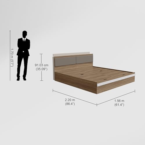 Image of GODREJ INTERIO Conflux Queen Size Engineered Wood Bed with Box Storage