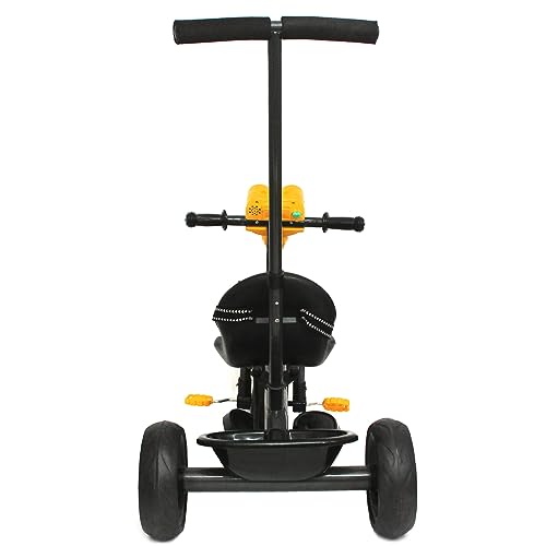 Image of Primo Kid Toys Tricycle for Kids 1 Years+, Plug & Play Tricycle for Kids. Ride on with Safety Seat Belt, Dual Storage Space & Parental Handle. (Mustard)