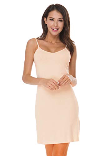 EaseWay Women's Full Slip Under Adjustable Spaghetti Strap Cami Mini Dress Nude