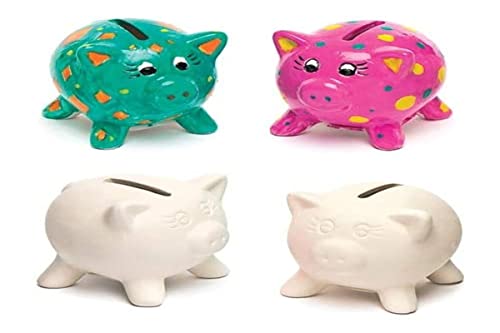 Baker Ross EK1452 Custoisable Ceraic Piggy Banks For Coins (Pack Of 4