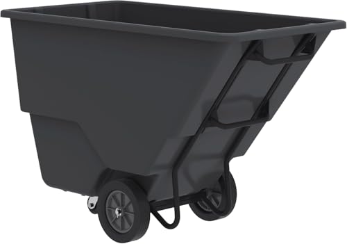 Akro-Mils 77410BLACK Akro-Tilt Heavy-Duty 1.0 Cubic Yard Plastic Truck Utility Cart, Loads up to 600 lbs., 200 Gallon Capacity, Black