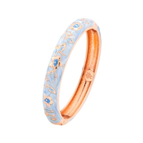 UJOY Women's Bangle Bracelet Golded Alloy Hinged Flower Enameled Cloisonne Jewelry with Gift Box 55B01