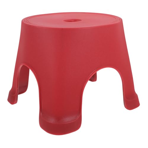 Alipis Plastic Foot Stool, Small Short Stool Bed Side Stool Foot Rest Stools Portable Toilet Poop Foot Stool Anti-Skid Step Stool for Living Room Bathroom Red
