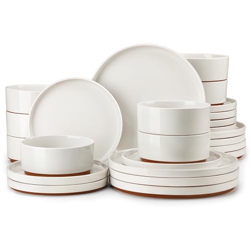 MALACASA Steingut Geschirrset 8 Personen, 24-tlg. Tafelservice mit...