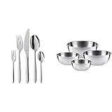 Die Schüsseln haben einen ebenen Edelstahl-Boden für einen festen Stand. Der Schüttrand unterstützt das Ausgießen von Flüssigkeiten und erleichtert das Halten der Schüssel während dem Rühren