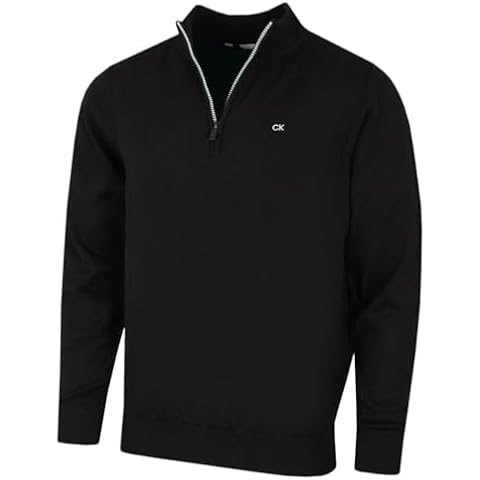 Calvin Klein Men's Black/Silver Half Zip Sweater Cover