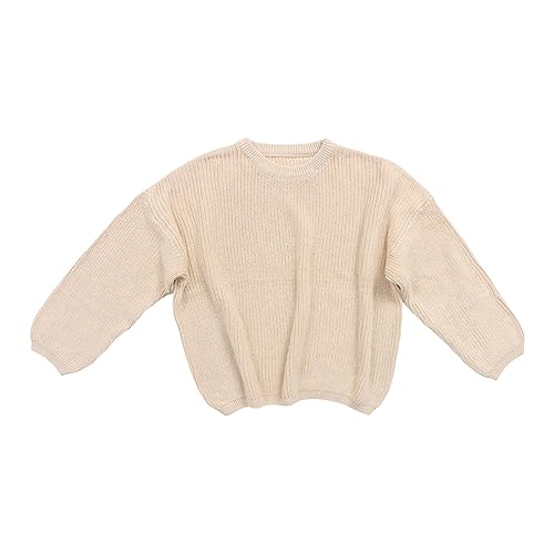 Toddler Baby Boys Girls Knitted Sweater Solid Color Pullover Long Sleeve Crewneck Trendy Knitwear Children Sweaters