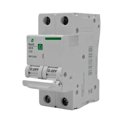 RASMACOR | Leitungsschutzsschalter Schalter 2P 32A| RESI9 Rasmacor R9F12232 | KURVE C | Frequenz 50/60 Hz | UNE/EN 60898-1 CE-Norm | 32 Ampere | Automatischer 2-poliger Automatikschalter